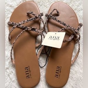 Women's Sandals Strappy Braided Thong SANDALS Size: 8 Spotted Leopard